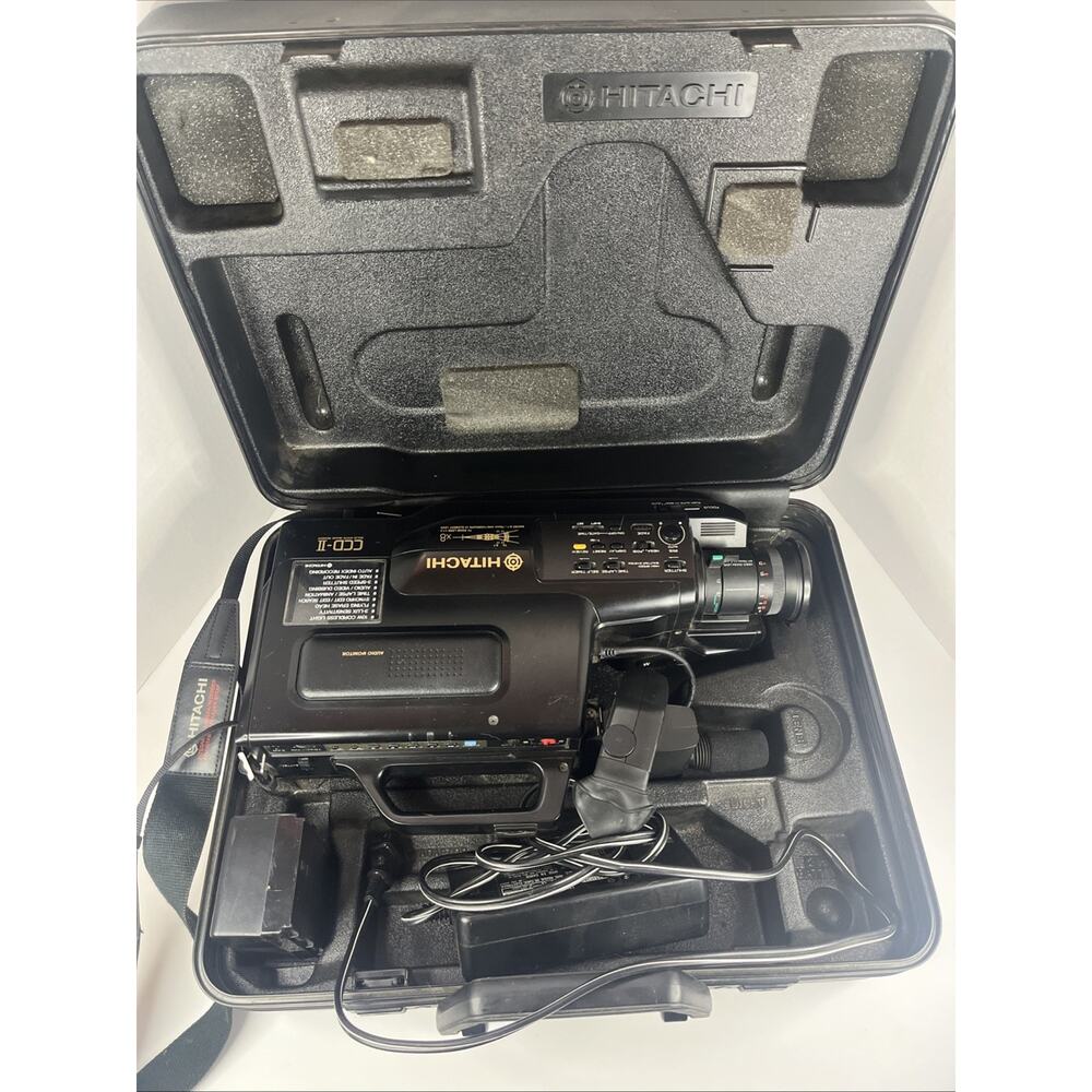 Vintage 1980s Video Camera Hitachi VM-3270A with Accessories And Case Untested